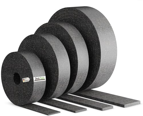 Deck Tools Almohadillas de goma granuladas para terraza de 200 metros x 50 x 3 mm, fabricadas en Alemania, para WPC y terrazas de madera, base para baldosas de terraza y campamentos