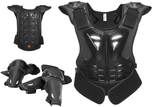 Equipo de protección para motocicletas todoterreno para niños, chaleco de pecho con rodilleras y coderas, equipo transpirable para motocross, para niñas, esquí, patinaje, patinaje, bicicleta