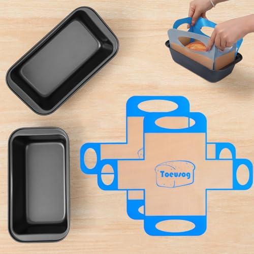 Toeusog Brotbackform Kasten 2er Set: Kastenform Brot 27x15x7cm | 2x Backmatte - Antihaft Brotform zum Toastbrot Backen - Brot Backform Rechteckig für Backofen aus Karbonstahl - Blau