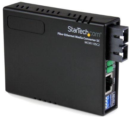 StarTech Multi-Mode (MM) SC Fiber Media Converter for 10/100Mbps Networks, Standalone Ethernet to SC MM Fiber Media Converter, 1310nm, 2km - TAA