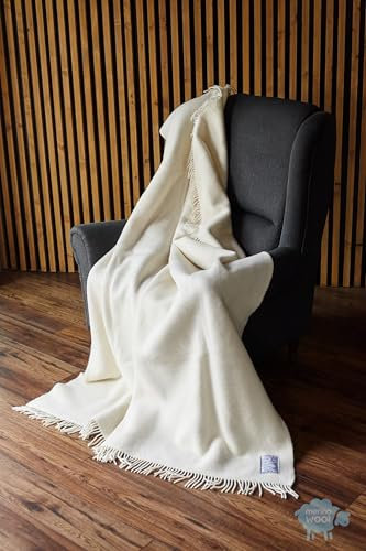 Merino Schafwolldecke/Kuscheldecke, 100% Wolle - Lammwolle Schafwolle Decke 160 x 200 cm, Wolldecke Kariert aus Ausgesuchter Lammwolle