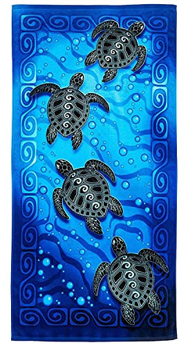 Dawhud Direct Sea Turtles Strandtuch für Damen, Mädchen, Kinder, Männer, Schildkröten-Badetuch, Druck, 76,2 x 152,4 cm, Pool-Handtuch, superweiches Plüsch-Baumwoll-Schildkröten-Handtuch für