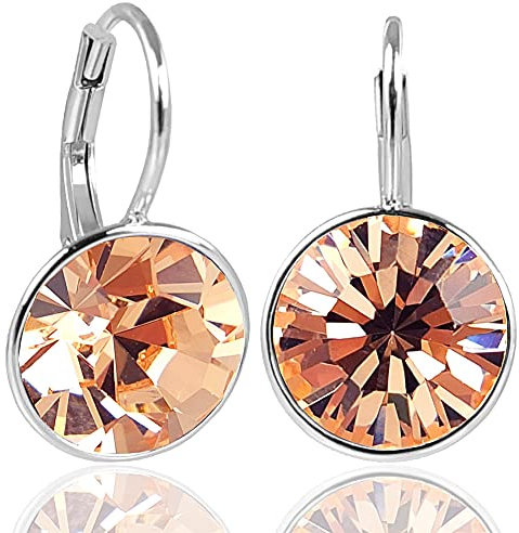 NOBEL Silberohrringe 925 Pfirsich Kristalle aus EU 925 Sterling Silver - Light Peach