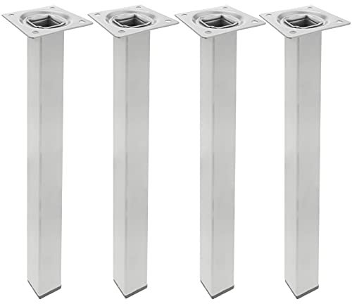PrimeMatik - Pieds de Table carré pour Meubles et Bureau en Acier Gris 40cm 4-Pack