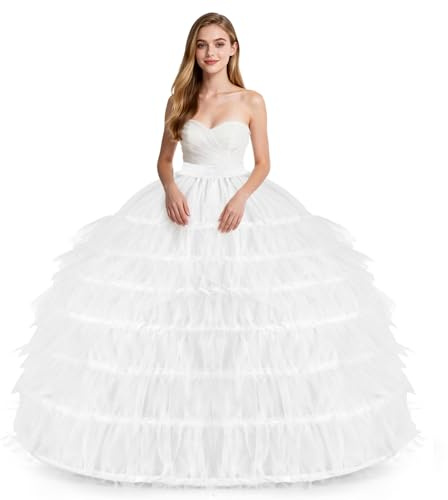 Ieuan 7-Hoop White Ball Gown Petticoat Underskirt Slip for Wedding Dress