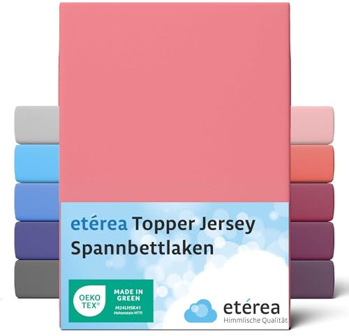 etérea Jersey Topper Spannbettlaken 200x200-200x220cm Rosa für 5-10 cm Steghöhe 100% Baumwolle - Oekotex Spannbetttuch Matratzen Bett Bezug - Bettlaken 200x200cm - 200x220cm Pink
