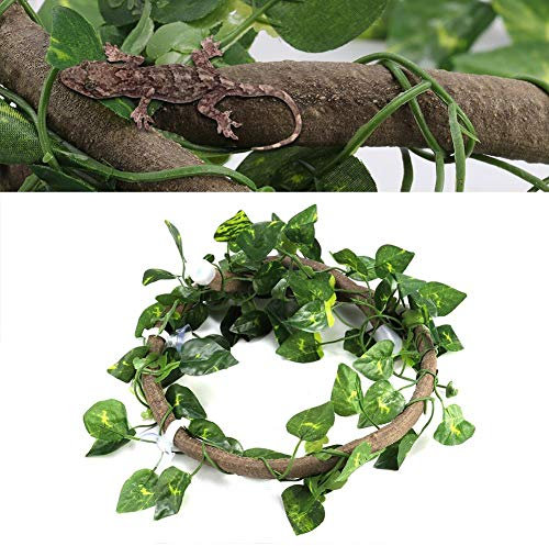 Hffheer Reptilien Reben Terrarium Eidechse Lebensraum Dekor Terrarium Kletterpflanzen Künstliche Pflanzen mit Saugnäpfen für Reptilien Tank Dekor Zubehör