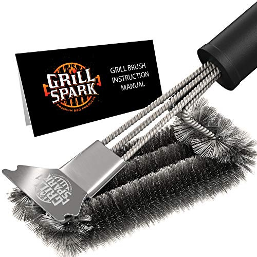 Grill Spark Schnell/einfache Grillbürste und Schaber, 45,7 cm, sichere Edelstahl-Grill-Dampfreinigungsbürste, ideal für Weber Gas-/Kohlegrill, Porzellan, Gusseisen, alle Grillroste