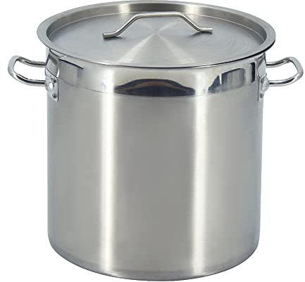 Olla Profunda TAIMIKO de Acero Inoxidable con Tapa - Fondo 3 Capas - 25L (32cm) - Ideal para Sopas, Guisos, Cocina Profesional y Hogar - Compatible con Inducción y Gas