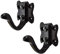 2 x Black Cast Iron Tudor Single Coat Hooks, Antique Door Robe & Dress Hangers