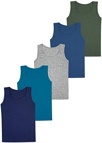 LOREZA ® 5 Canottiere da Bambino in Cotone- Basics - 2-15 Anni