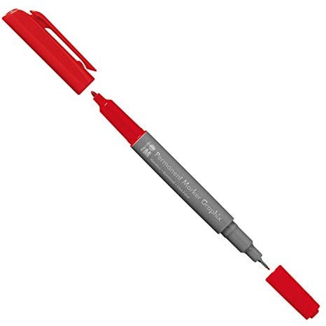 Marabu 01470003031 - Pennarello indelebile Graphix, con punta doppia da 1-2 mm e 0,5 mm, ad asciugatura rapida, inchiostro a base di alcol, inodore e impermeabile, colore: rosso ciliegia