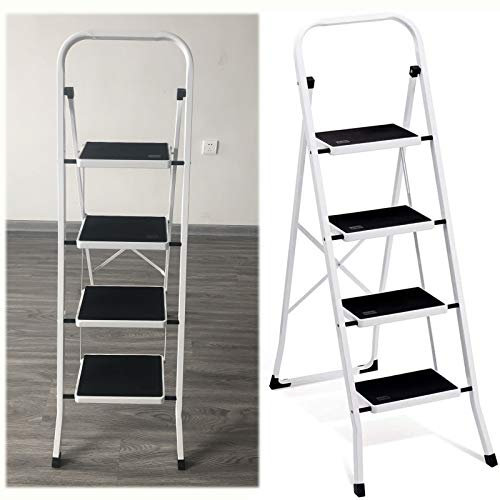 Feidak Escabeau pliable 4 marches avec large pédale antidérapante en acier robuste Capacité max. 150 kg