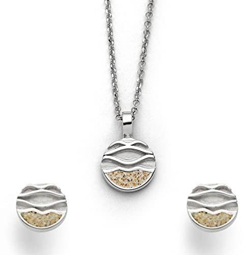 DUR Damen Set STRANDWELLEN| Ohrstecker | Anhänger | Kette | 925er Silber | K2665, O5247
