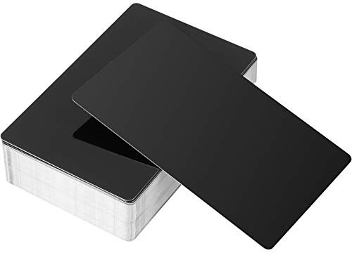 FAATCOI 100 Stück Metall Visitenkarten Blanko, Aluminium Laser Gravur Karten Material Rohlinge für Kunden Grußkarten DIY Geschenkkarten, schwarz