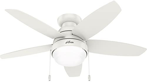 HUNTER, Ventilador de Techo con Cadena, Lilliana, Ventiladores con Luz para Interiores, 5 Aspas Reversibles, Color Blanco Fresco, 44 Pulgadas, Modelo 51224
