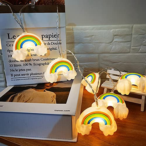 Lichterkette Regenbogen, 20 LEDs 10 ft, warmweiß, Innen Außenbereich, batteriebetrieben, Wandleuchte, Hochzeit, Party, Zuhause, Weihnachten, Kinderzimmer, Geschenk, Schlafzimmer, Dekoration (20 LEDs)