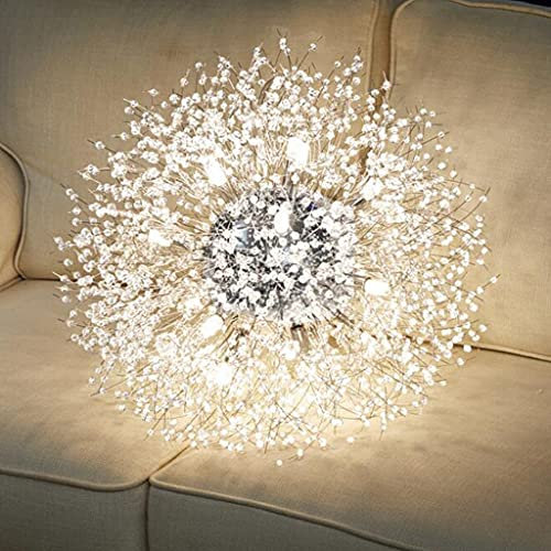 Pendelleuchte Kristall Kronleuchter Moderne LED Gold Löwenzahn Hängeleuchten Höhenverstellbar Wohnzimmer Lampe Elegante Runde Pendellampe Schlafzimmer Küche Esszimmer Esstisch Deckenlampe,50cm