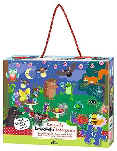 moses. 16146 Tier Krabbelkäfer Bodenpuzzle XXL, Tierpuzzle mit extra großen Teilen, Lernspielzeug für Kinder ab 4 Jahren, inkl. Stabiler Transportbox, [Mixed]