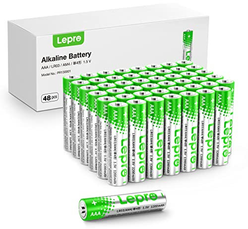 Lepro AAA Alkaline Batteries 48 Pack, 1200mAh Triple A Battery with Anti-Leakage Technology, High Capacity, Long Lasting Power, 1.5 Volt LR03 MN2400 AAA Battery Pack for Clocks Remotes Mouse Torch