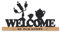 Disney Die Schöne und das Biest Welcome Be Our Guest Tischdekoration, Lumiere, Chip und Mrs. Potts Metall-Silhouetten auf Naturholzsockel