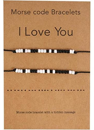 Ruluti 2 Teile/Satz Morsecode Armband Vulkanisch Stein Armband Geheimnis Glückwunsch Schmuck Freundschaft Armband Geschenk Für Sie