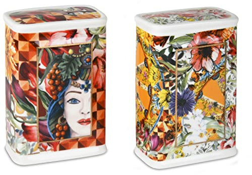 Salero y pimentero de porcelana colección Coral de Baci Milano