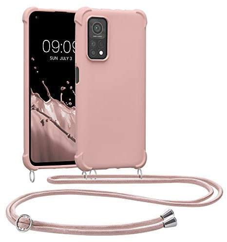 kwmobile Necklace Case kompatibel mit Xiaomi Mi 10T / Mi 10T Pro Hülle - Cover mit Kordel zum Umhängen - Silikon Schutzhülle Perlmutt