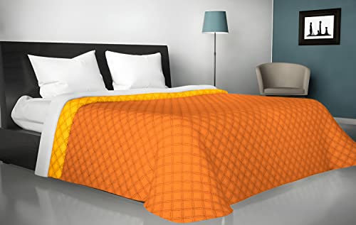 Viterbo Biancheria - Copriletto Matrimoniale Estivo e Primaverile Leggero, Trapunta Estiva Matrimoniale Double Face, Trapuntino 250x250cm Made in Italy (Matrimoniale (881), Giallo/Arancio)
