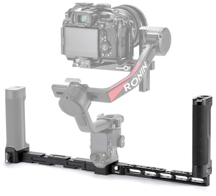 TILTA Dual Handle Power Supply Bracket für DJI RS4, RS4 Pro, RS2, RS3 Pro Und RS3, mit Mehreren 1/4-20 Gewinden und Cold Shoe Mounts Punkten TGA-DHB