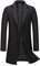 Allthemen Manteau Homme Hiver Mi-Long Trench Coat en Laine Chaud Veste Slim Parka Couleur Unie Pardessus Coupe Vent Noir 1 XS