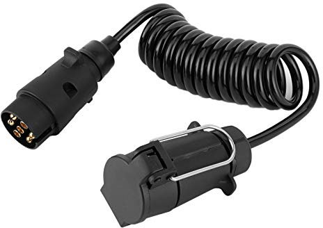 Câble à Ressort de Caravane, Yctze 2 M Cordon de Câble à Ressort 7 Broches Prise de Remorque Adaptateur Connecteur de Câblage pour Caravane Rallonge de remorquecâble de rallonge de remorque