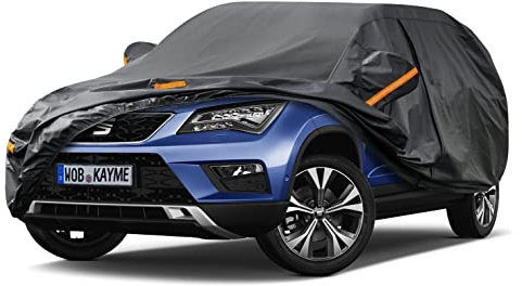 Kayme Autoabdeckung Wasserdicht Atmungsaktiv Passend für 2016-2024 Seat/Cupra Ateca, Vollgarage Autoplane für Regen Sonne Staub Schutz, Faltgarage Abdeckung Auto Abdeckplane(3-7 Tage liefern)