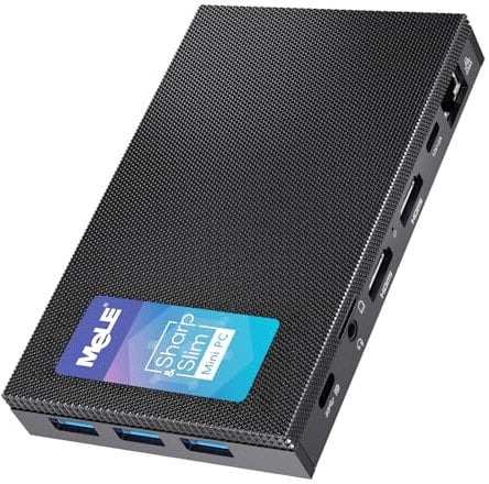MeLE Quieter 3C Fanless Mini PC Desktop Computer Celeron N5105 Windows 11 Pro 8G 256G,USB C PD Full Function,WiFi 6 BT5.2, 4K HDMI, Ethernet PXE, Industrial IoT Business Digital Signage