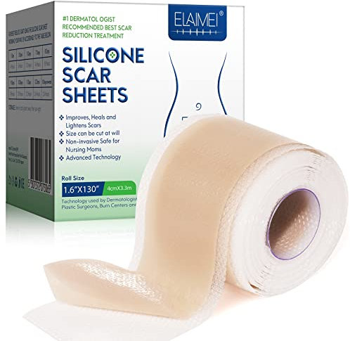 Silikonpflaster für Narben, Professionell für Narben Durch C-Sektion, Operationen, Verbrennungen, Keloid, Akne und mehr, Medikamentenfrei, Silikon-Narbenrolle(4CMx330CM)