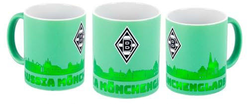Borussia Mönchengladbach Tasse „Grün Metallic“ | Offizieller Fanartikel Fohlenshop | Gladbach Kaffeetasse | Skyline-Design