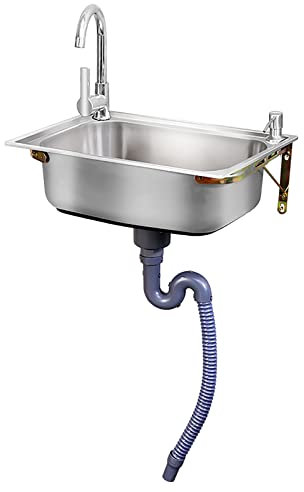 Spülbecken, Edelstahlspüle Spüle Küchenspüle, Waschbecken im Außenwaschbecken mit einzelnen kalten Hahn, Edelstahl Außenbereich Spülbecken Waschtrog Outdoor Garage Garten Küche ( Size : 14.9x12.9in/38