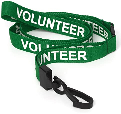 CKB Ltd Volunteer Lanyards Sicherheits-Umhängeband mit Drehgelenk, Kunststoff-Clip für Ausweishalter, Schnellverschluss-Design, grün, Pack of 20
