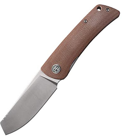 Petrified fish PFE05 Couteau Pliant, 3,15 inch K110 lame en acier, 3,31 OZ Micarta Poignée Poche EDC Couteau Pliant (Brown)