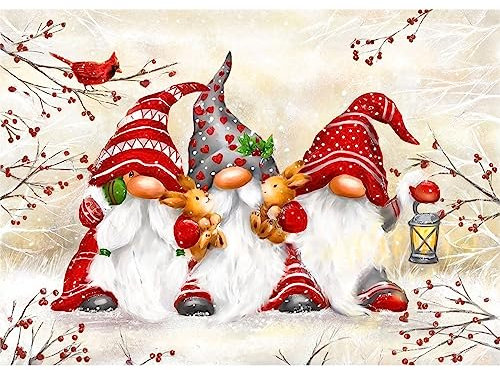 QENSPE 5D Diamond Painting Weihnachtsmann Gnome Diamond Art Erwachsene, Diamant Painting Wichtel Bilder, DIY Full Diamant Kunst Malerei Stickerei Set Kreuzstich Bilder Home Wand Dekor 40x30cm