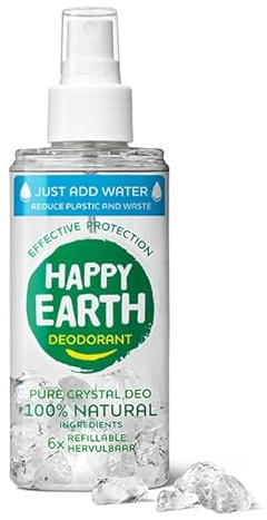 Happy Earth Deodorant Spray - Für Damen und Herren - Deo Kristalle - 100% Natürliche Inhaltsstoffe & Vegan - Unparfümiert - 100 ML