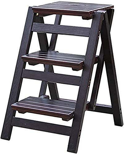 ZAANU Klappleiter aus Holz, Stuhl, Hocker, Tritthocker, Massivholz, Blumenständer, Haushaltsleiter, Klappleiter, Regal, Holzleiter, Leiter, multifunktional, für den Innenbereich, Aufstie