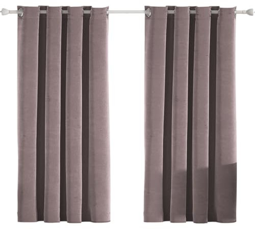 Ystyle Tende Velluto per Interni 2 Pezzi, Tende 100% Oscuranti, 140×145cm, Tenda Termica Isolante Freddo E Caldo, Tende Soggiorno Camera Da Letto, Tende Fonoassorbenti Con Anelli, Rosa