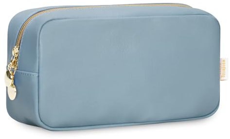 Kosmetiktasche Damen Reise, Schminktasche für Handtasche, Mittelgroße Make-up-Tasche Tragbar PU-Leder mit Reißverschluss, Blau (Patent Angemeldet)