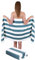 Betz 2 Stück Saunatuch Saunatücher Set Badetuch 100% Baumwolle Berlin Größe 70x180 cm XXL Sauna Handtuch Weich Groß Streifen Farbe weiß - taubenblau