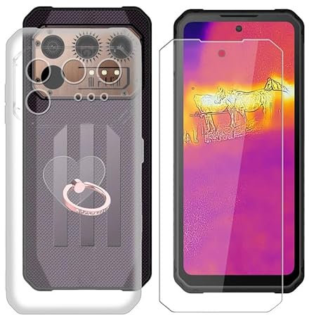AQGG Hülle + Displayschutzfolien für IIIF150 Raptor (6.80) Cover + Handy Ring Halter Transparente Sanft Silikon TPU Handyhülle Schutzhülle Bumper
