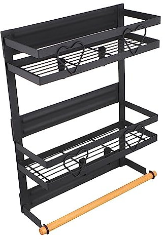 OSALADI Bathroom Kitchen Wall Shelf Iron Storage Rack Magnetic Design Over Fridge Storage Easy to Install