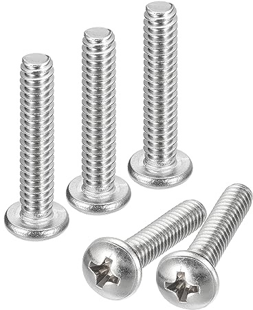 sourcing map #10-24x1 Poêle Tête Machine Vis, 304 Inox Acier 18-8 Vis, Phillips Lecteur, Entièrement Fileté, Lumineux Finition, Paquet de 10