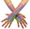 ZUYPSK Damen Handschuhe Fingerlose Armstulpen Regenbogen Bunt Farbe Netzhandschuhe Fasching Karneval Party Kostüme Zubehör (bunt lang, Einheitsgröße)