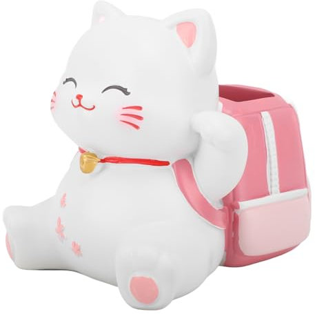 Mokylor Niedlicher Katzen-Stifthalter, Kawaii-Katzen-Kosmetikpinsel-Organizer, Mini-Make-up-Pinselbecher, Desktop-Stifte-Aufbewahrungshalter, Porzellan-Stifthalter für Den Schreibtisch zu Hause und Im